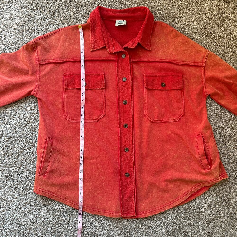 Faded Gypsy Rust Cotton Button Up Sweatshirt Shac… - image 6